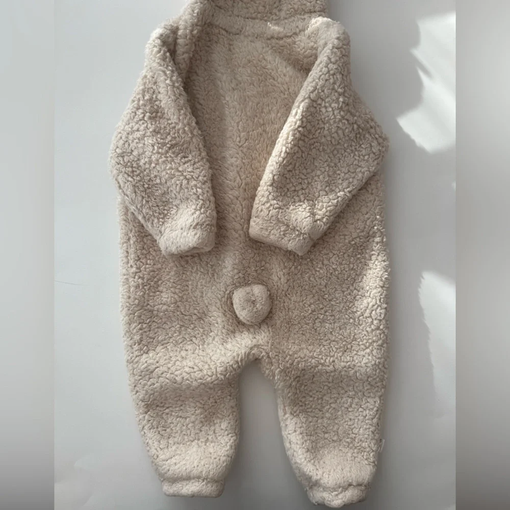 Newborn Cozy Bear Ear Sherpa Baby Onesie​